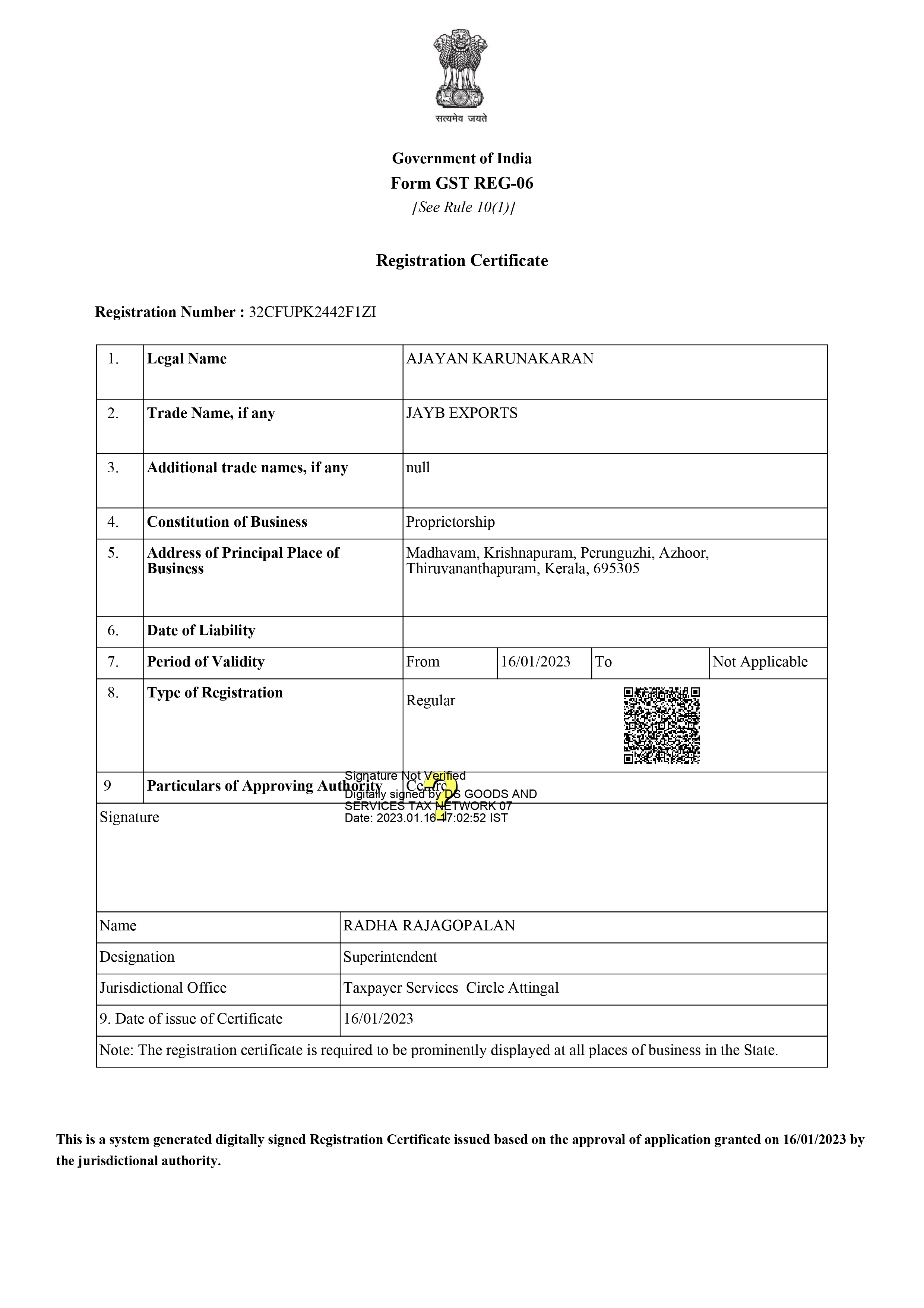 GST Certificate